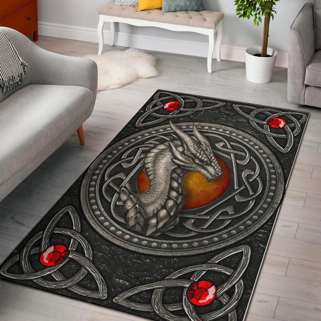 Celtic Dragon With Celtic Knot Area Rug - Vibe Hoodie Shop