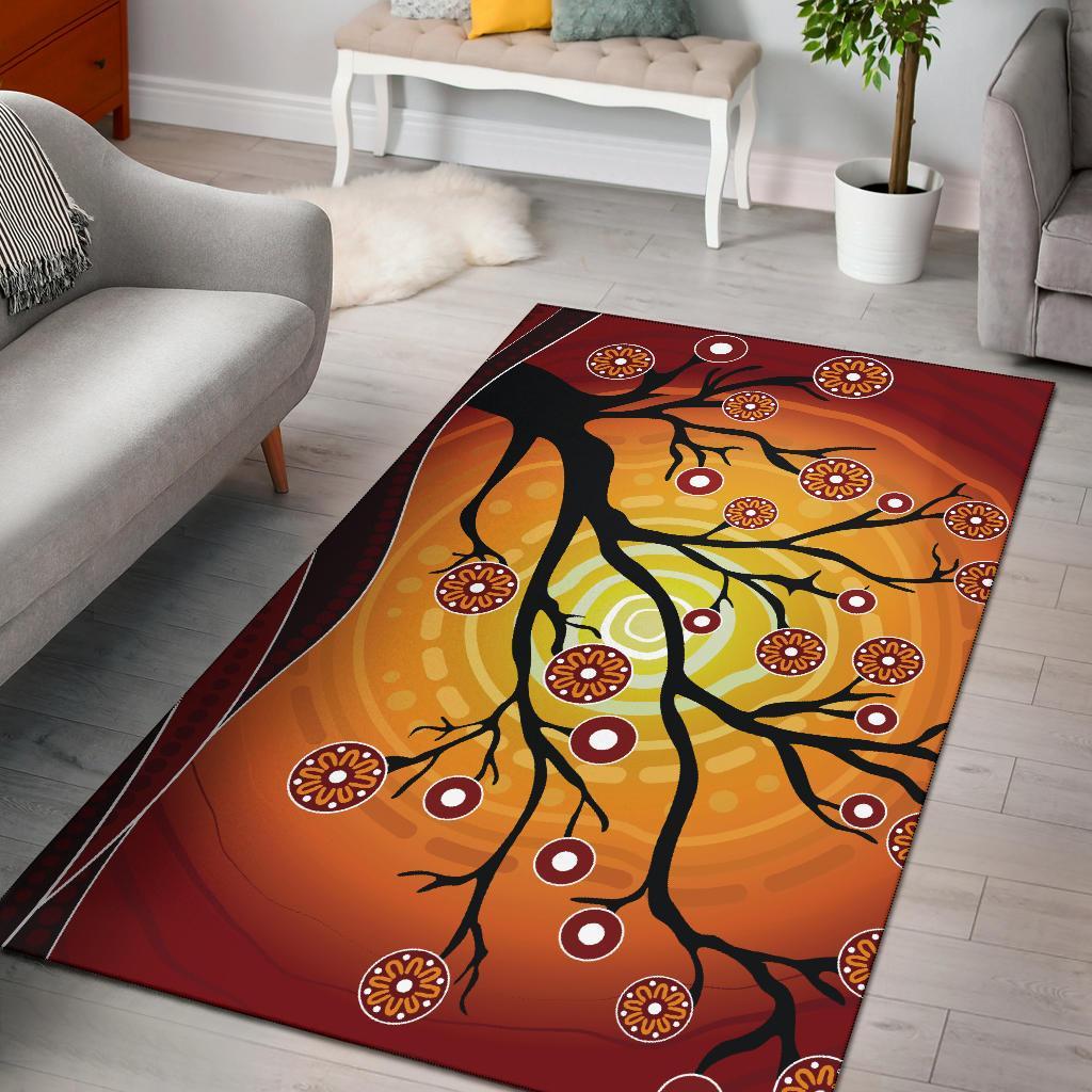 Aboriginal Area Rug - Tree In Spring Season - Vibe Hoodie Shop