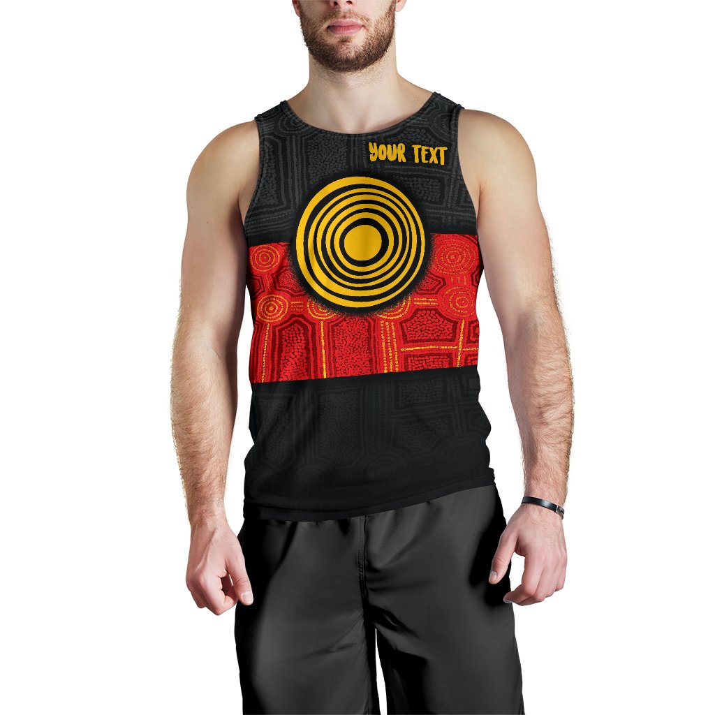 Personalised Aboriginal Men's Tank Top - Aussie Indigenous Flag - Vibe Hoodie Shop