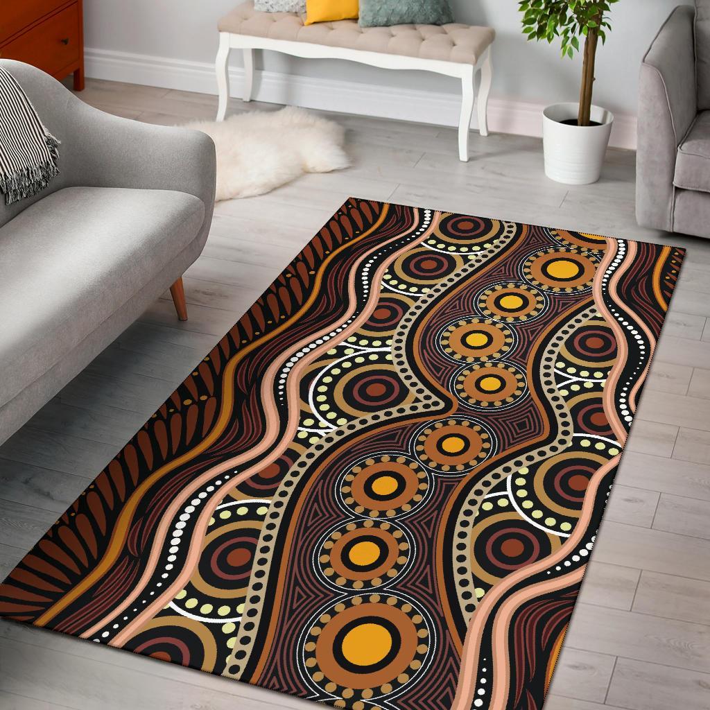 Aboriginal Area Rug - Indegenous Dot Painting Art - Vibe Hoodie Shop