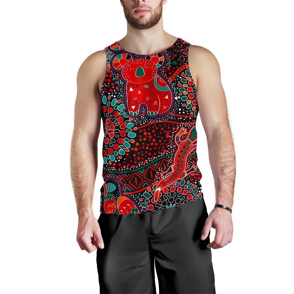 Men's Tank Top - Aboriginal Animal and Dot Acrylic Paint - Vibe Hoodie Shop