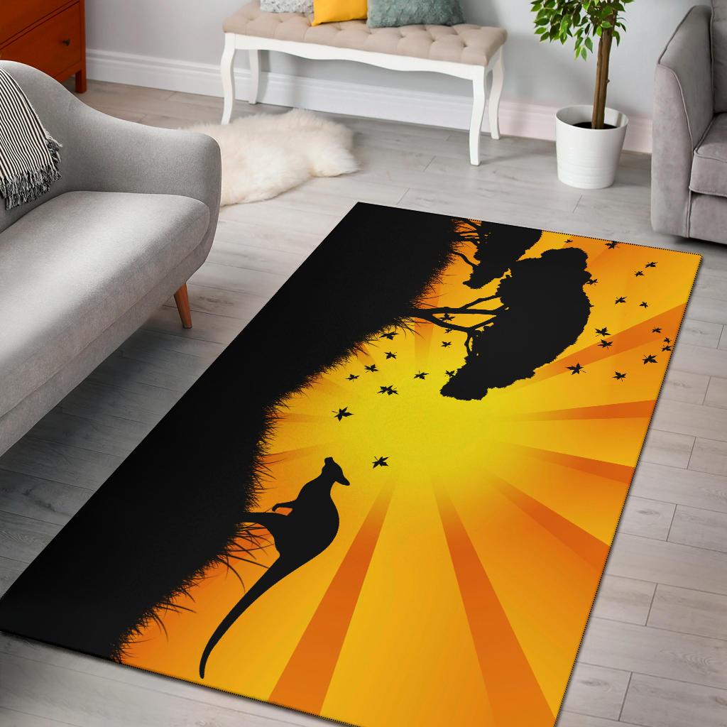 Area Rug - Kangaroo Rug Sunset Landscape Art - Vibe Hoodie Shop