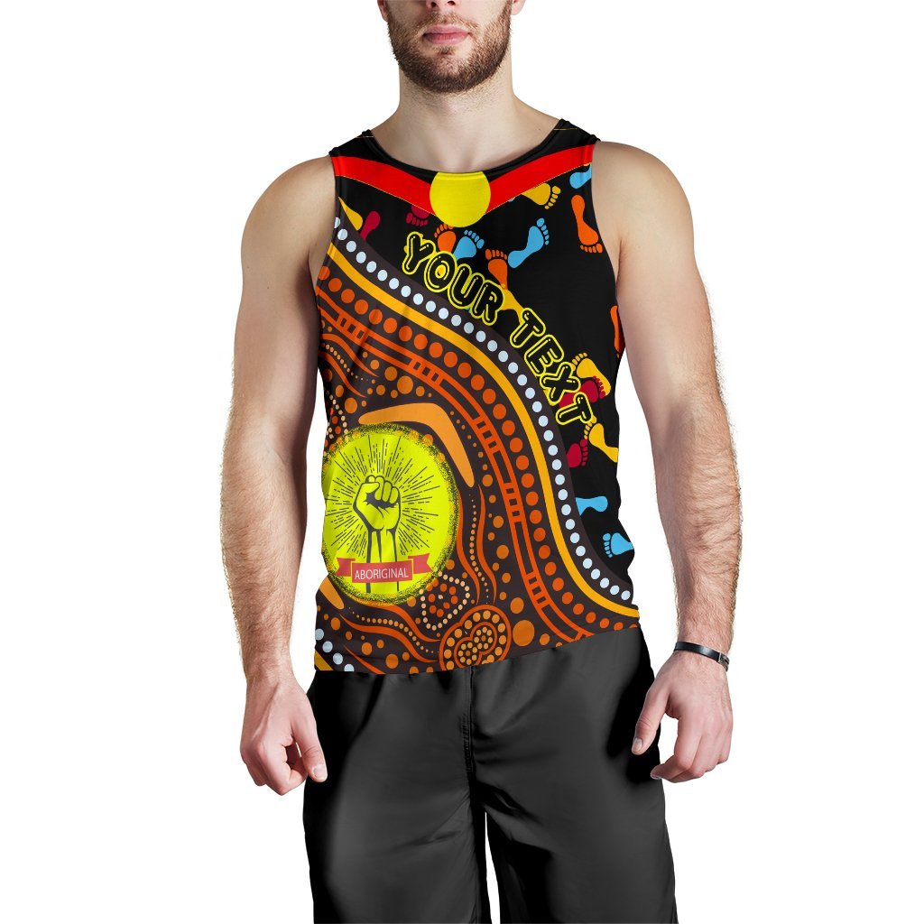 (Custom) Men's Tank Top - Aboriginal Style and Flag, Dot Painting - Vibe Hoodie Shop