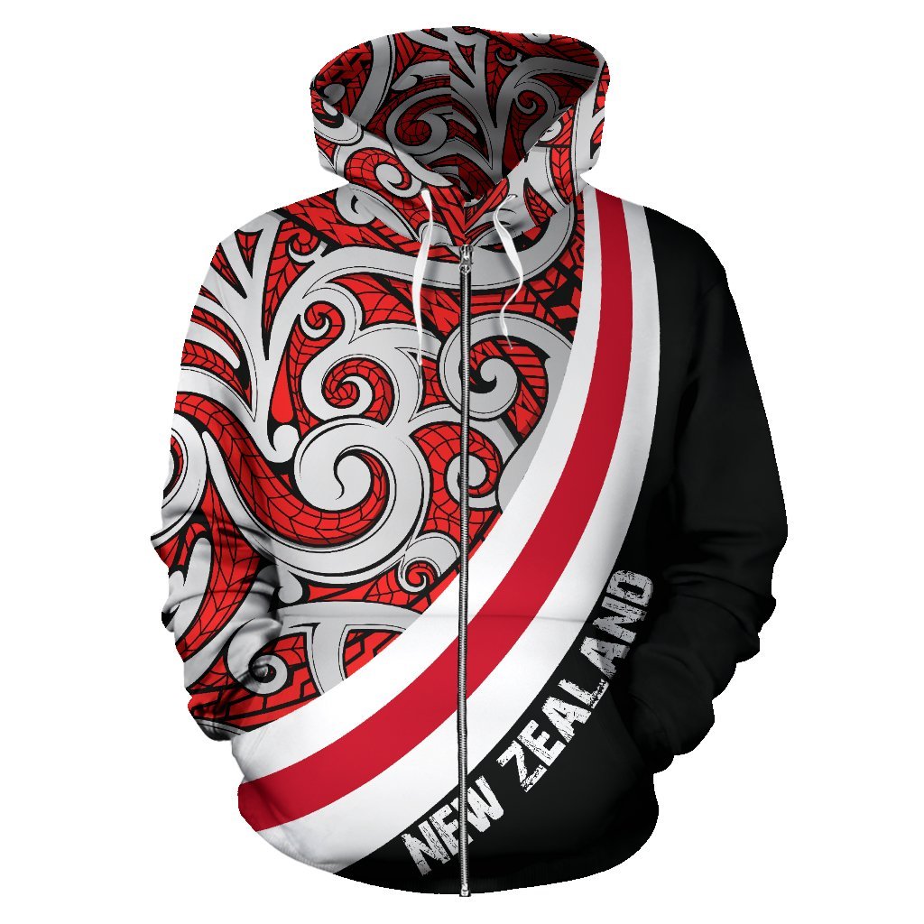 New Zealand Polynesian Maori Ethnic Ornament Zip - Up Hoodie - Vibe Hoodie Shop