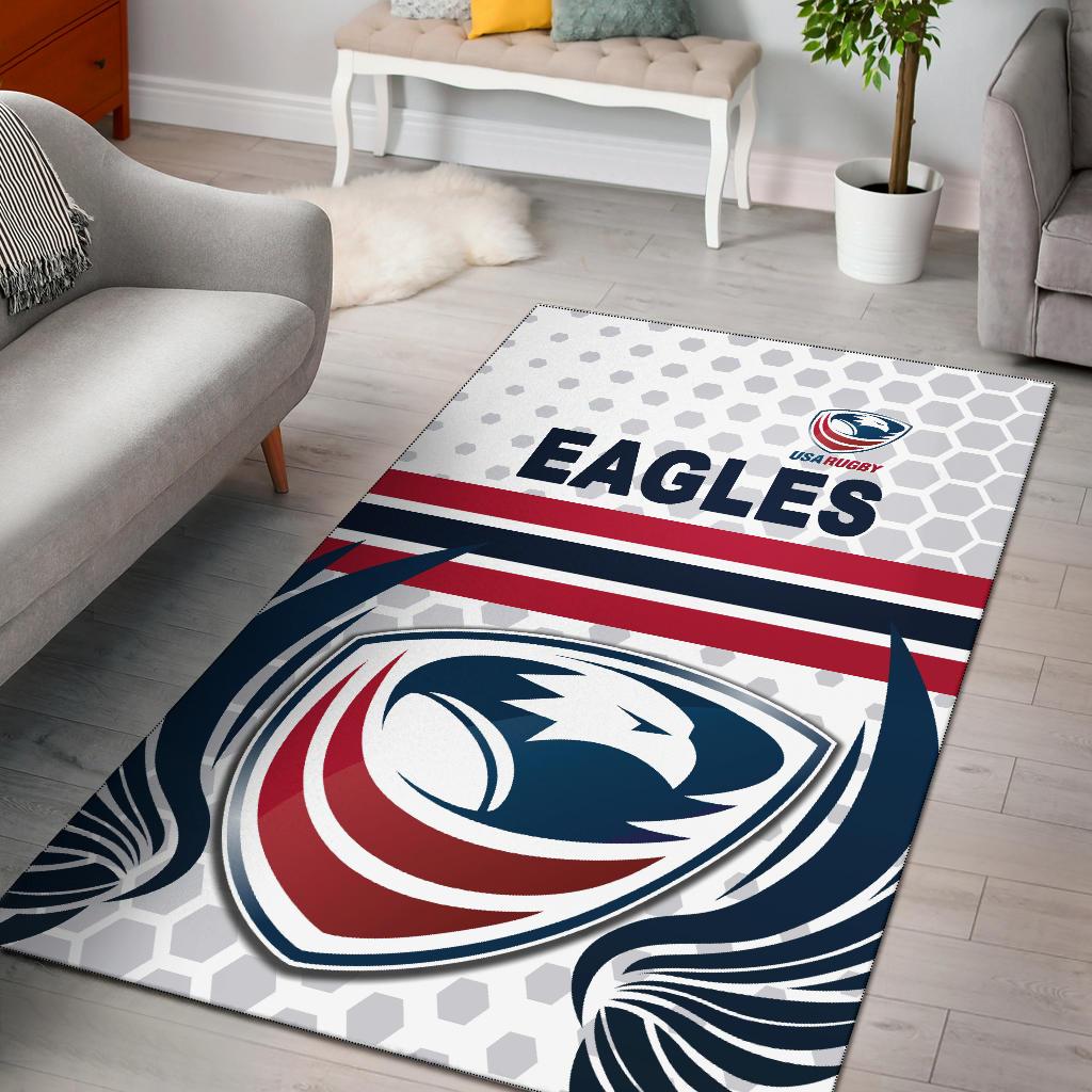 USA Rugby Area Rug Eagles Simple Style - White - Vibe Hoodie Shop