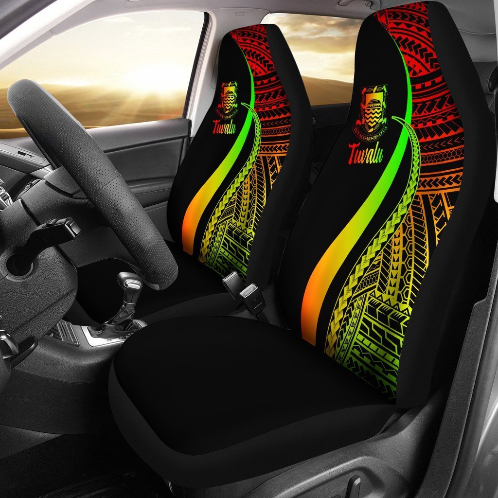 Tuvalu Car Seat Covers - Reggae Polynesian Tentacle Tribal Pattern - Vibe Hoodie Shop