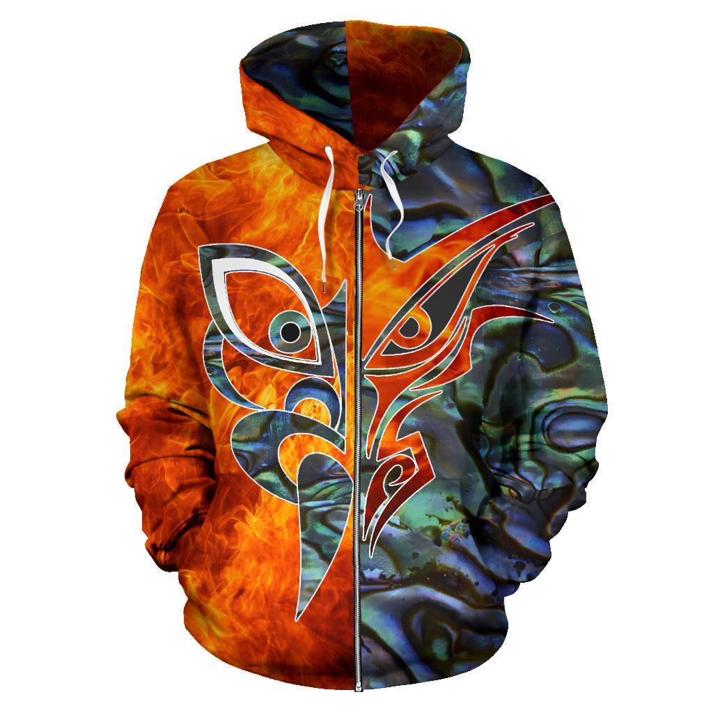 New Zealand Tumatauenga And Tangaroa Maori Zip Hoodie - Vibe Hoodie Shop