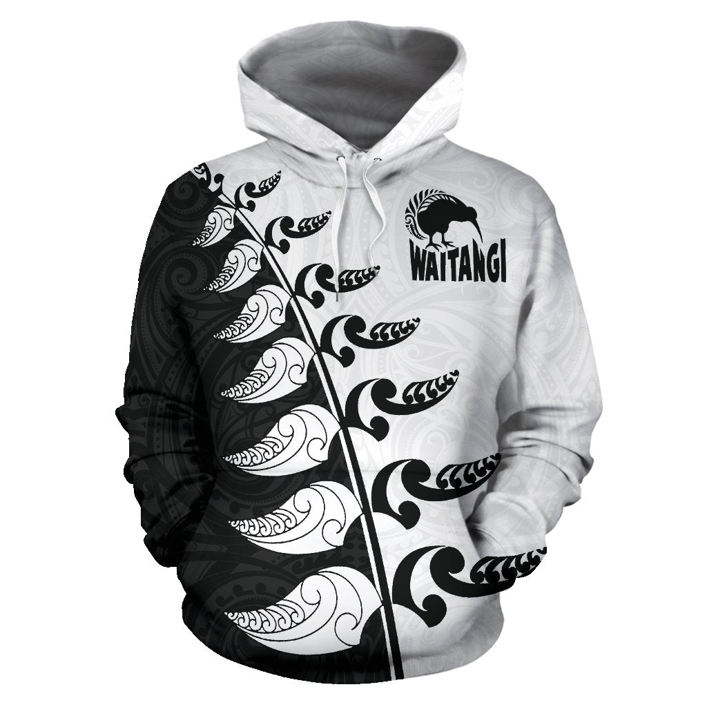 New Zealand Waitangi Day Hoodie, Maori Silver Fern Pullover Hoodie, Black Style - Vibe Hoodie Shop