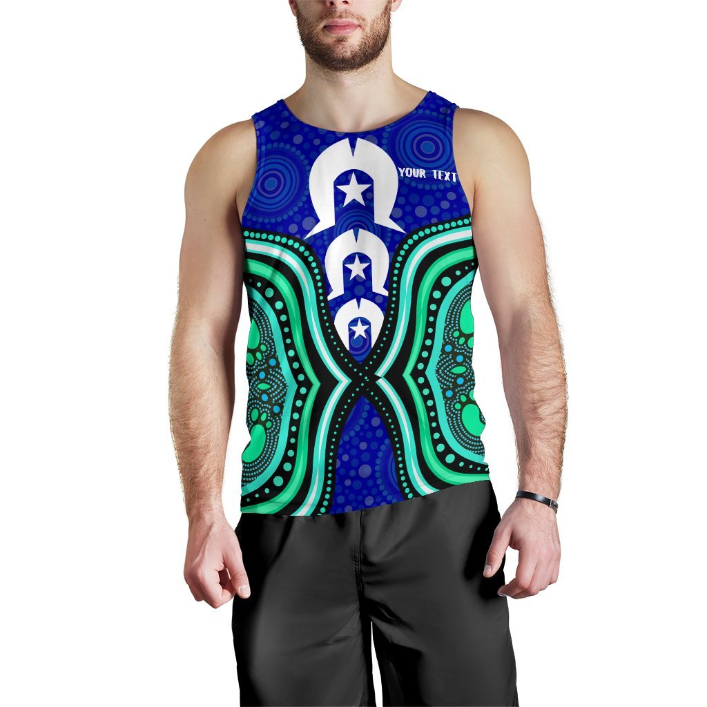 Torres Strait Personalised Men's Tank Top - Torres Strait Symbol And Aboriginal Patterns - Vibe Hoodie Shop