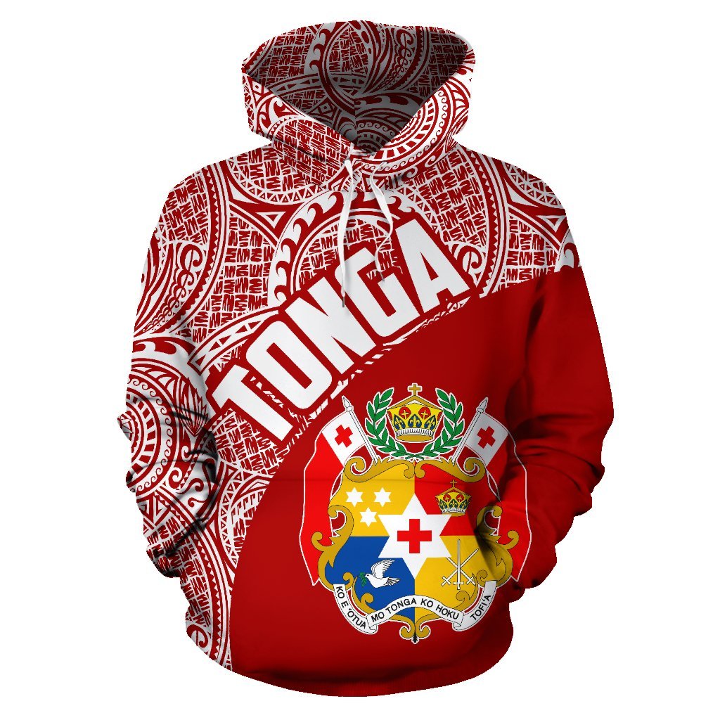 Hoodie Tonga Polynesian Red White - Vibe Hoodie Shop