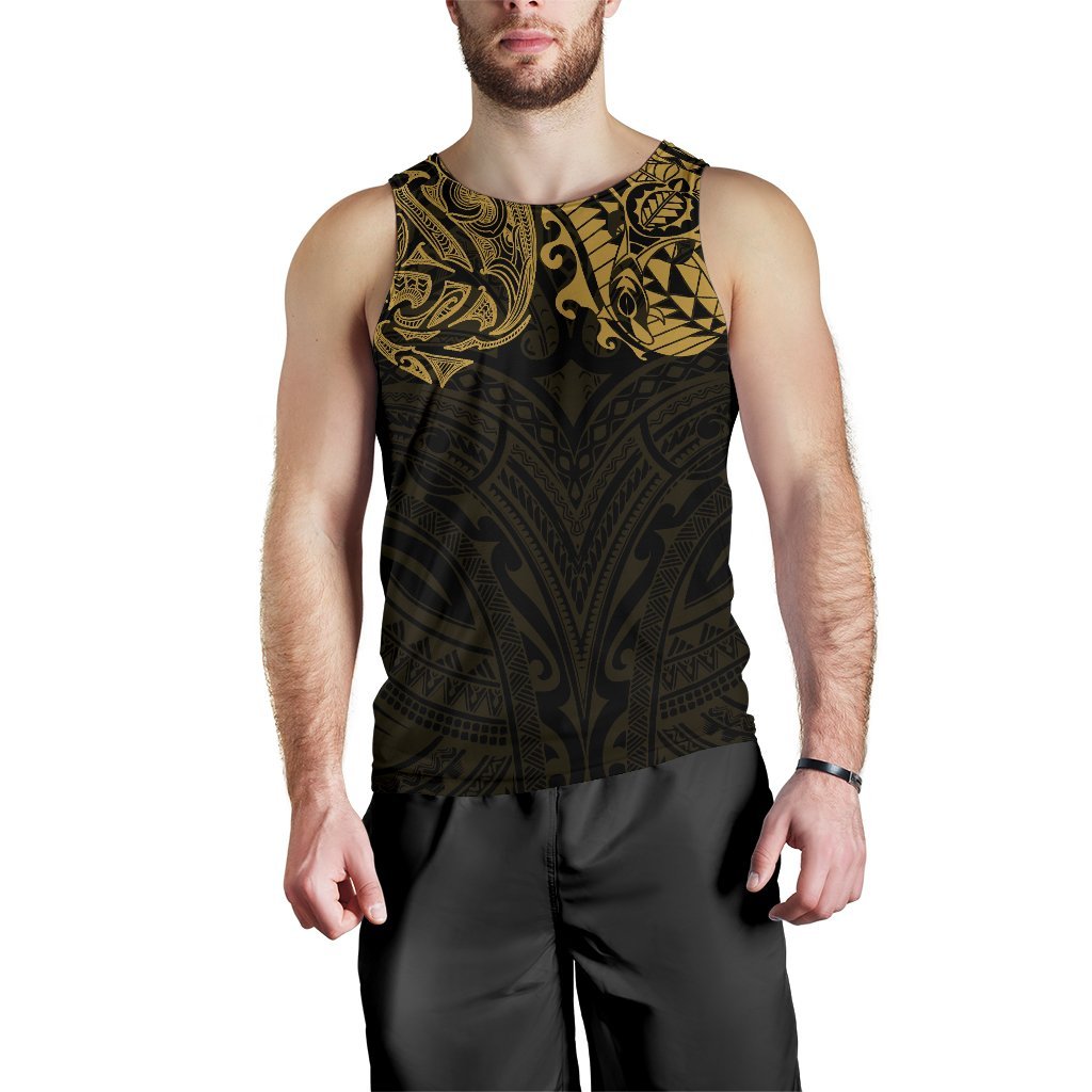 New Zealand Men's Tank Top, Maori Polynesian Tattoo Gold - Vibe Hoodie Shop