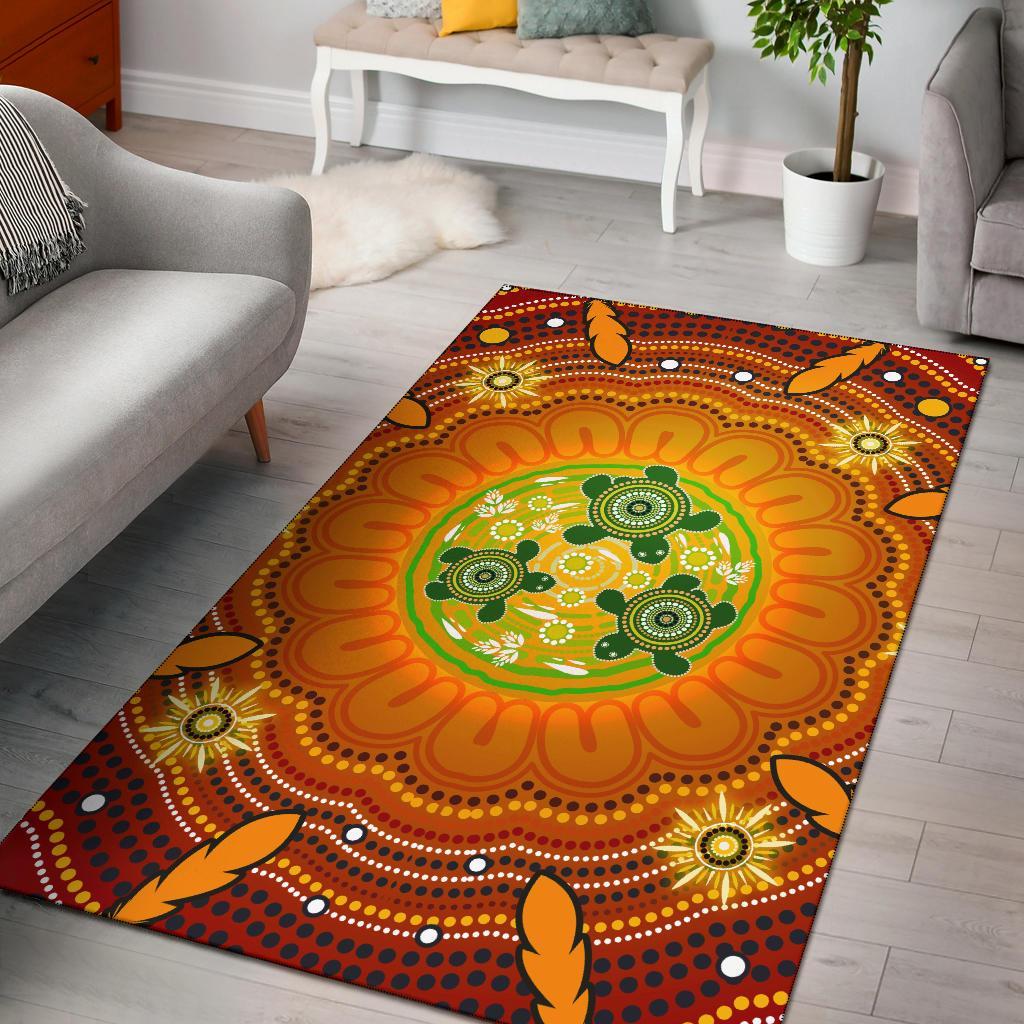 Aboriginal Area Rug, Turtle Circle Dot Painting Art - - Vibe Hoodie Shop