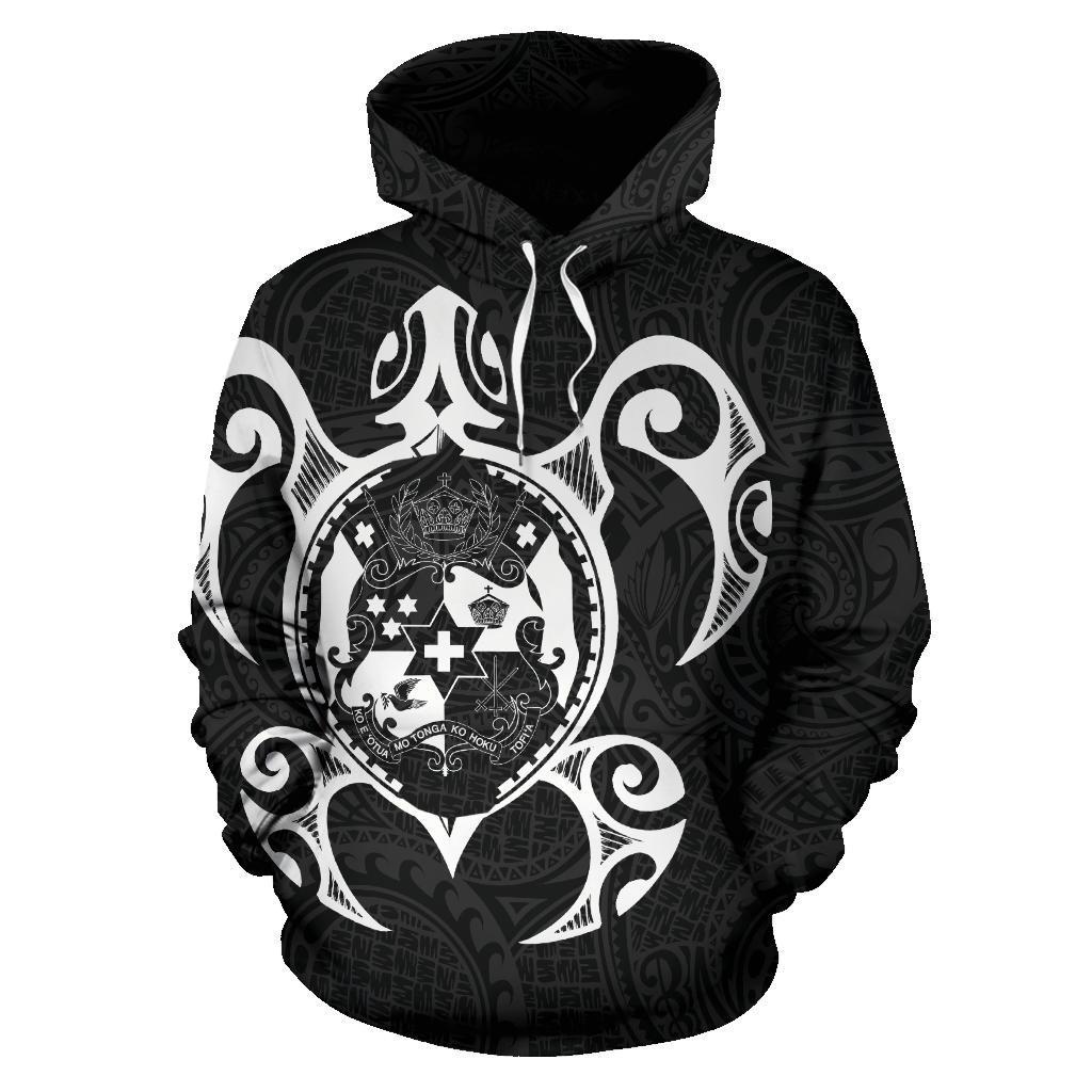 Hoodie Custom Tonga Polynesian Coat Of Arms In Turtle Map White - Vibe Hoodie Shop