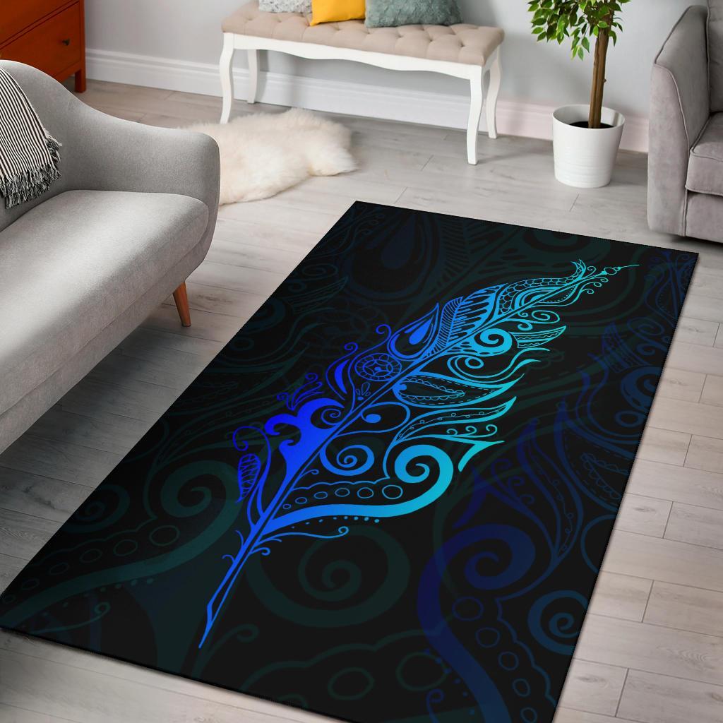 Light Silver Fern Area Rug, Blue - Vibe Hoodie Shop