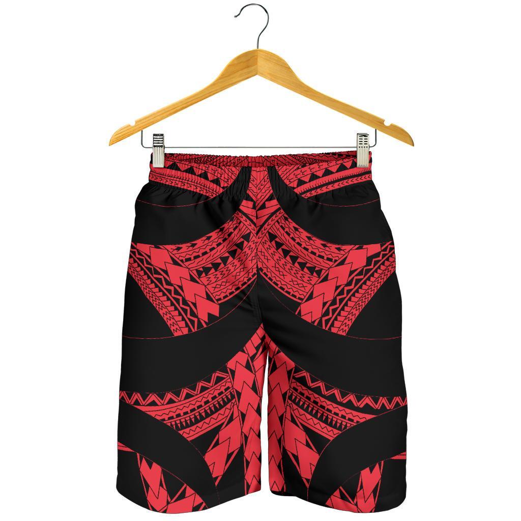 Samoan Tattoo All Over Print Men's Shorts Red - Vibe Hoodie Shop