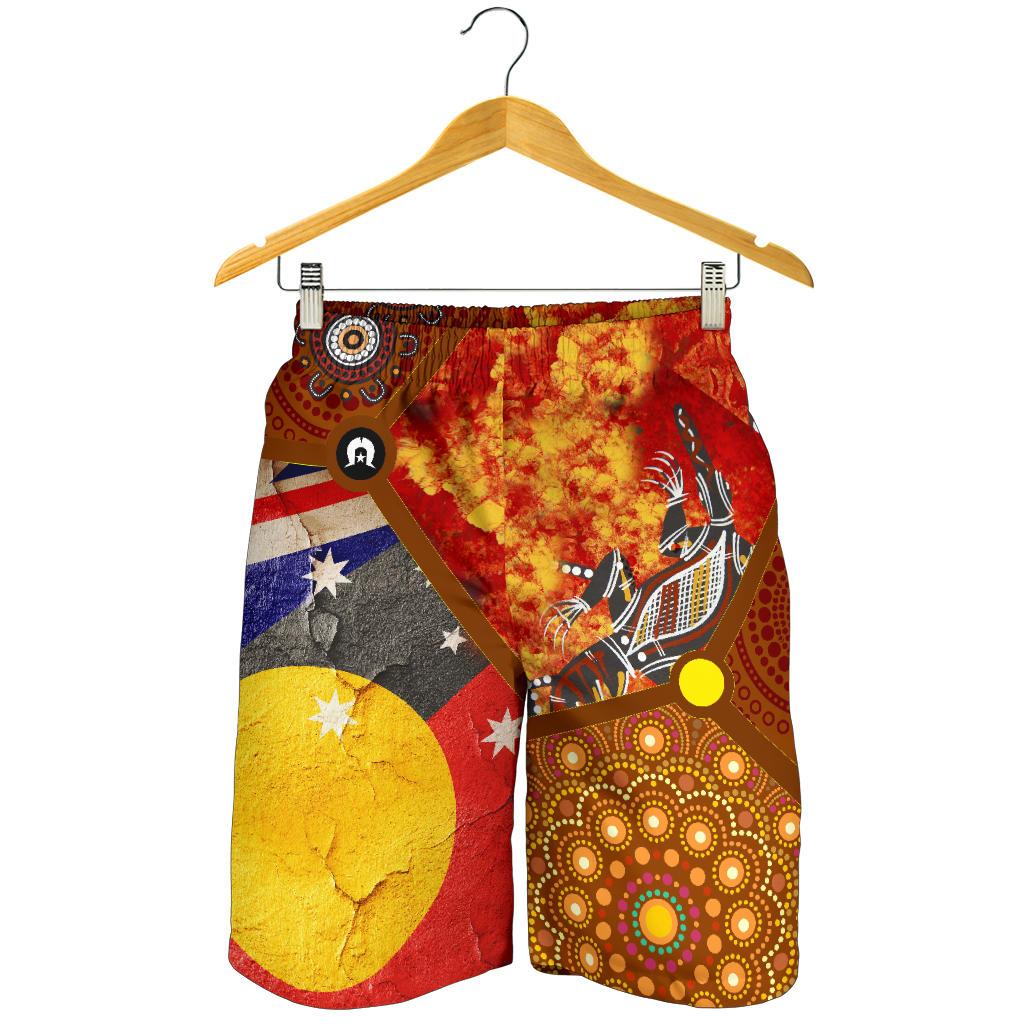 Shorts - Aboriginal Dot Painting and Flags, Crocodile - Vibe Hoodie Shop