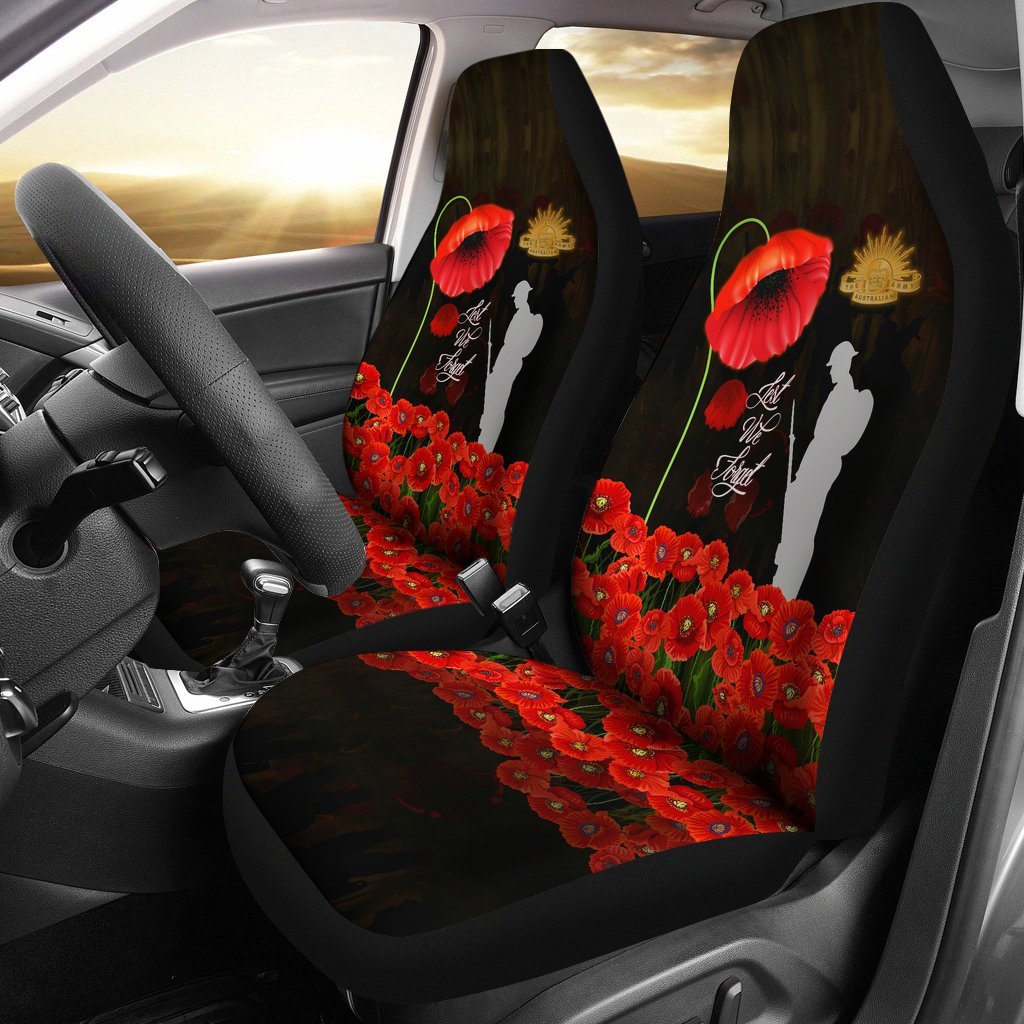 ANZAC Car Seat Covers - Remembrance Poppy Flowers - Vibe Hoodie Shop