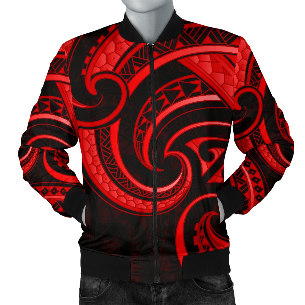 New Zealand Maori Mangopare Men Bomber Jacket Polynesian - Red - Vibe Hoodie Shop