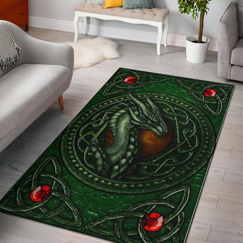 Celtic Dragon With Celtic Knot Area Rug (Red) - Vibe Hoodie Shop