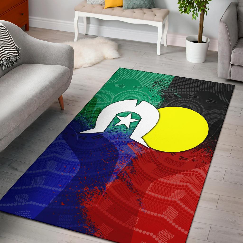 Aboriginal Area Rug, Australia NAIDOC Week Indigenous Flag Style - Vibe Hoodie Shop