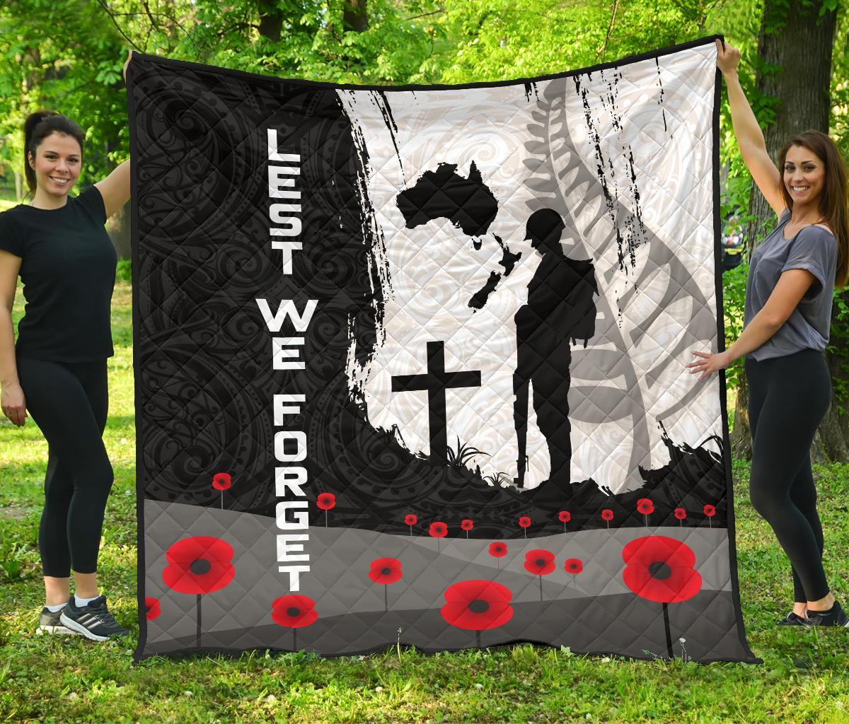 ANZAC Day Premium Quilt, New Zealand Australia Lest We Forget - Vibe Hoodie Shop