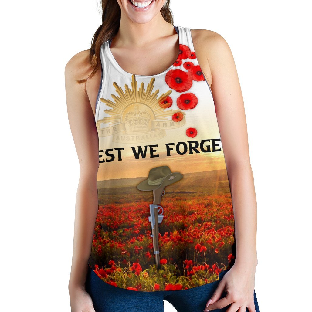 ANZAC Day 2021 Women's Racerback Tank - We Will Remember Them - Vibe Hoodie Shop