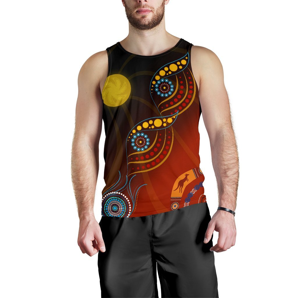 Aboriginal Men's Tank Top - Flowers On The Land - Vibe Hoodie Shop