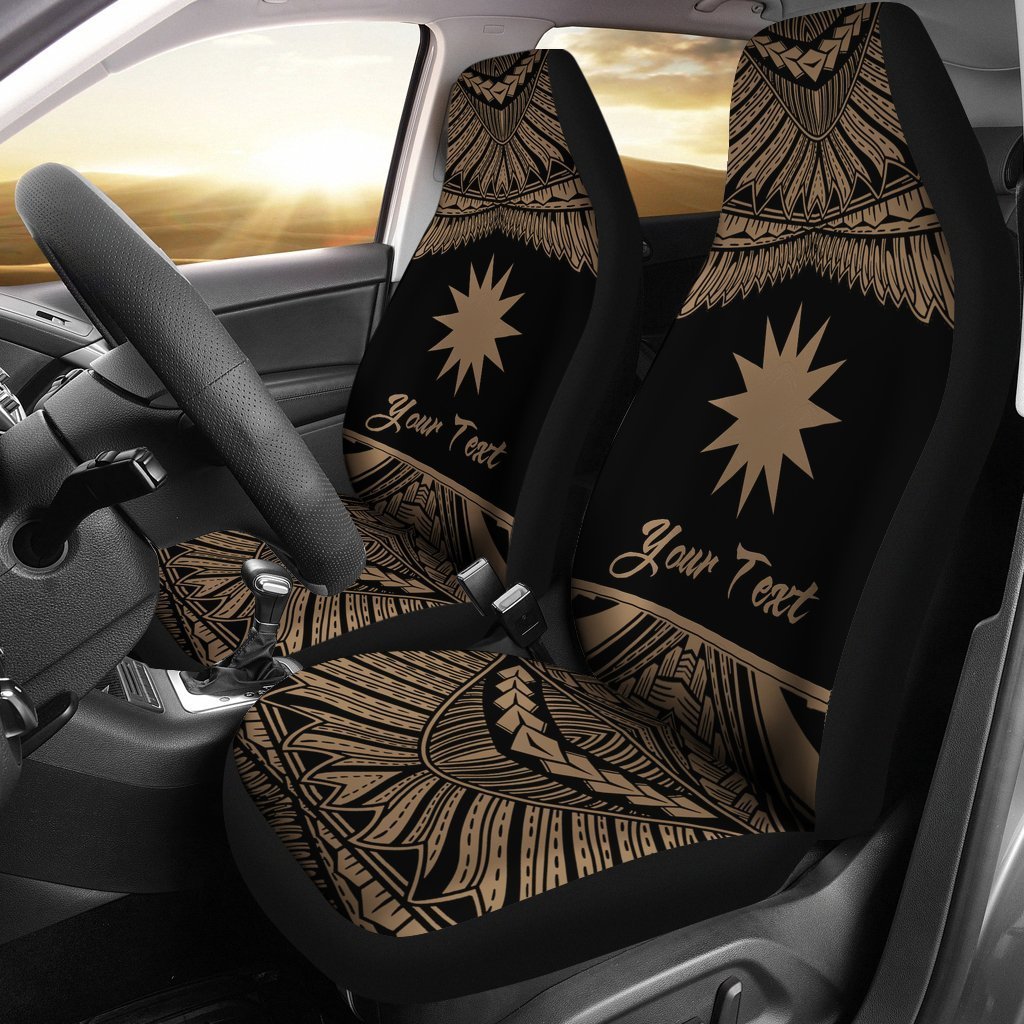 Nauru Polynesian Custom Personalised Peisonalised Car Seat Covers - Pride Gold Version - Vibe Hoodie Shop