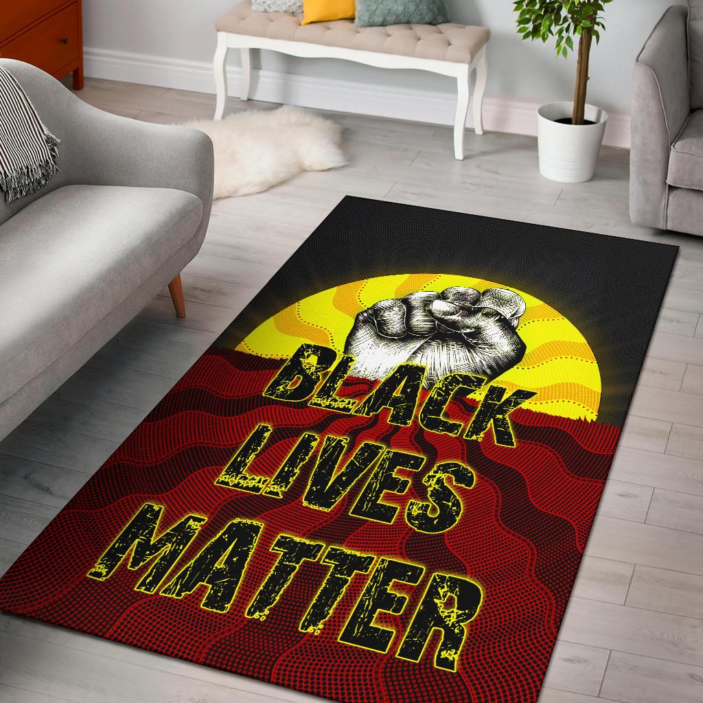 Area Rug, Aboriginal Black Lives Matter Sun Dot Painting - Vibe Hoodie Shop