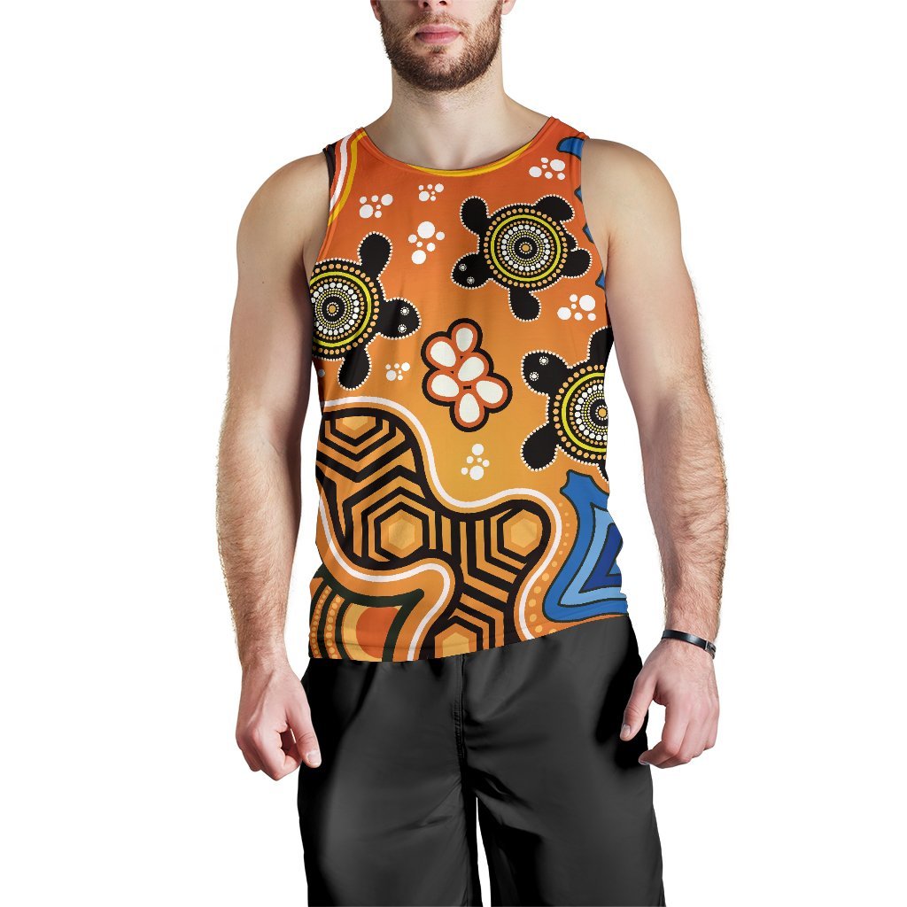 Aboriginal Men's Tank Top - Indigenous Art Patterns Ver04 - Vibe Hoodie Shop