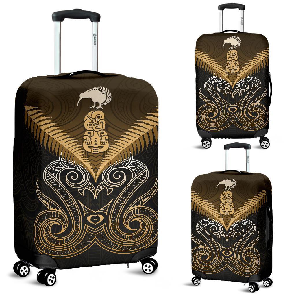 Maori Manaia New Zealand Luggage Covers Gold - Vibe Hoodie Shop