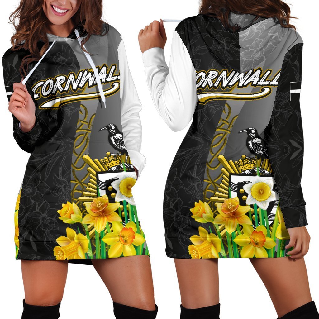 Cornwall Celtic Hoodie Dress - Daffodil With Seal - Vibe Hoodie Shop