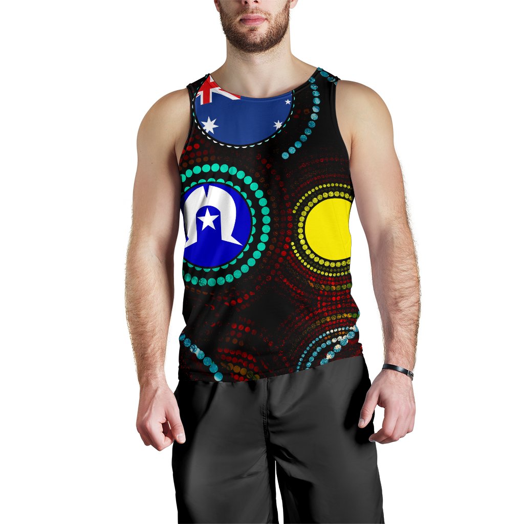 Men's Tank Top - Aboriginal Dot Painting and Flag - Vibe Hoodie Shop