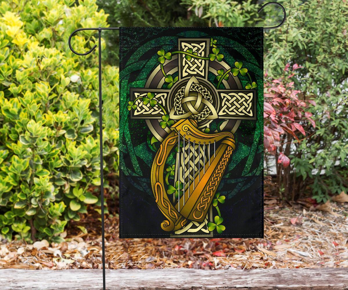 Ireland Celtic Flag - Ireland Coat Of Arms with Celtic Cross - Vibe Hoodie Shop