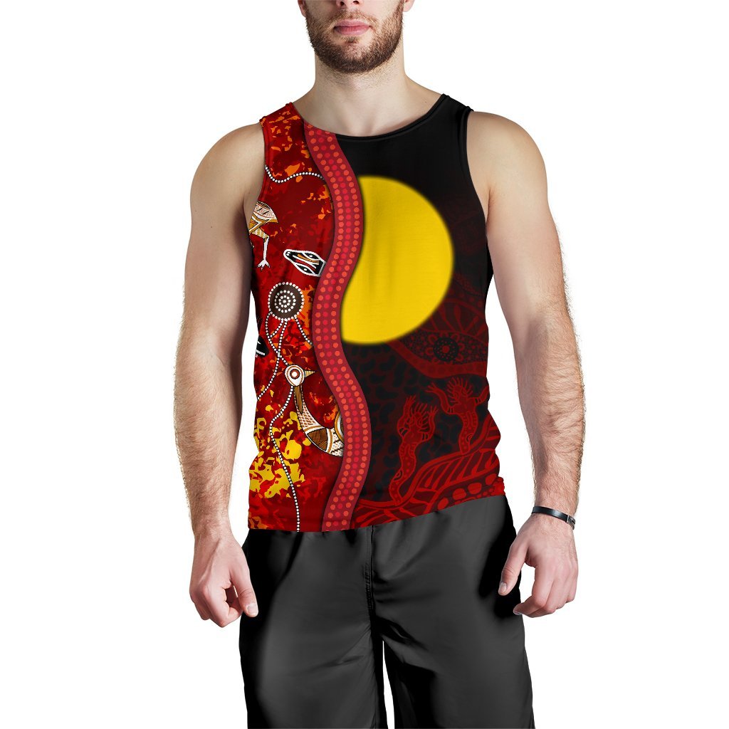 Aboriginal Men's Tank Top - Red Indigenous Flag - Vibe Hoodie Shop