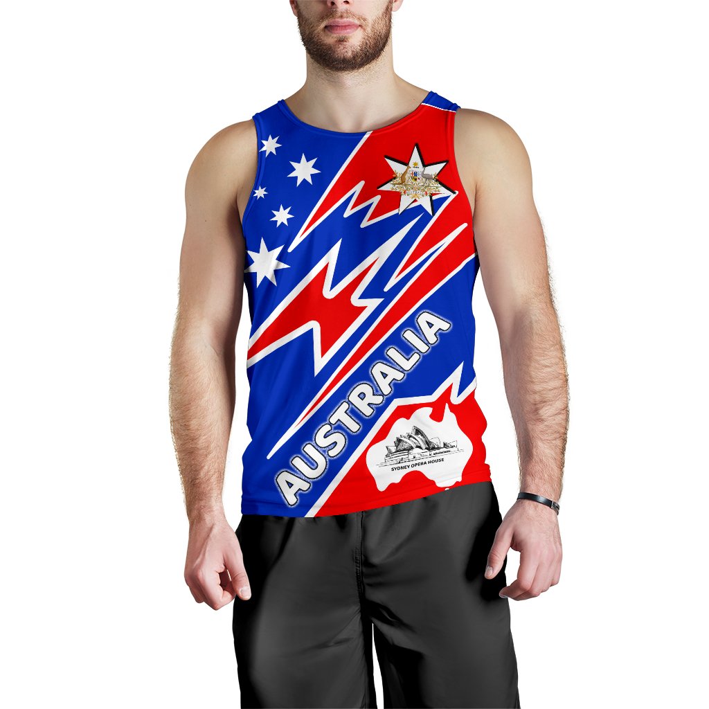 (Custom) Men's Tank Top - Australia Flag Color And Coat Of - Vibe Hoodie Shop