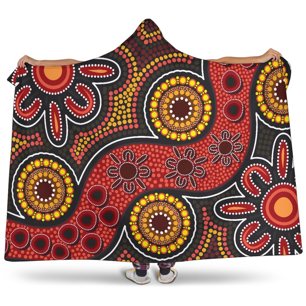 aboriginal-hooded-blanket-indigenous-circle-dot-painting-style