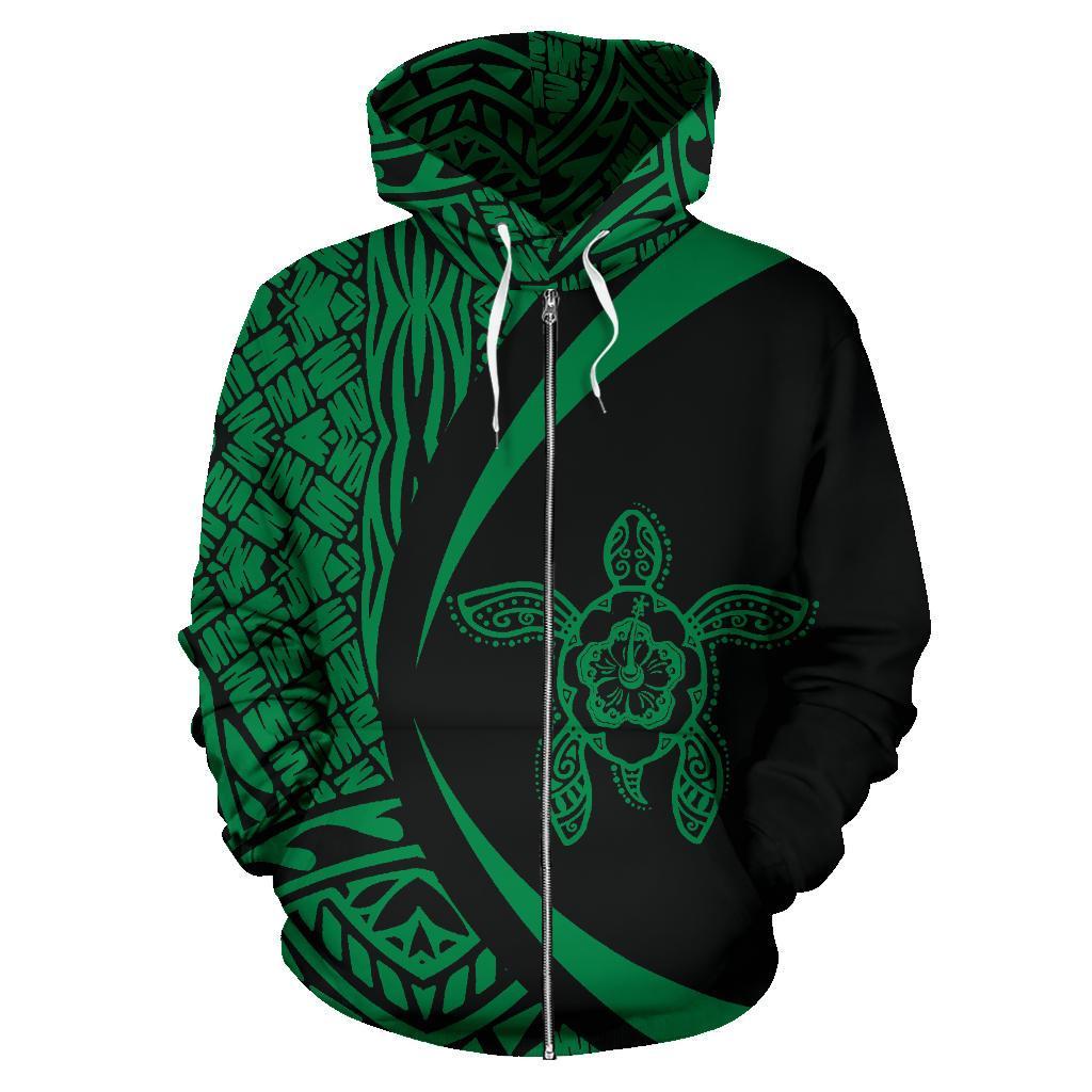 Marshall Islands Turtle Polynesian Zip Up Hoodie - Circle Style 05 - Vibe Hoodie Shop