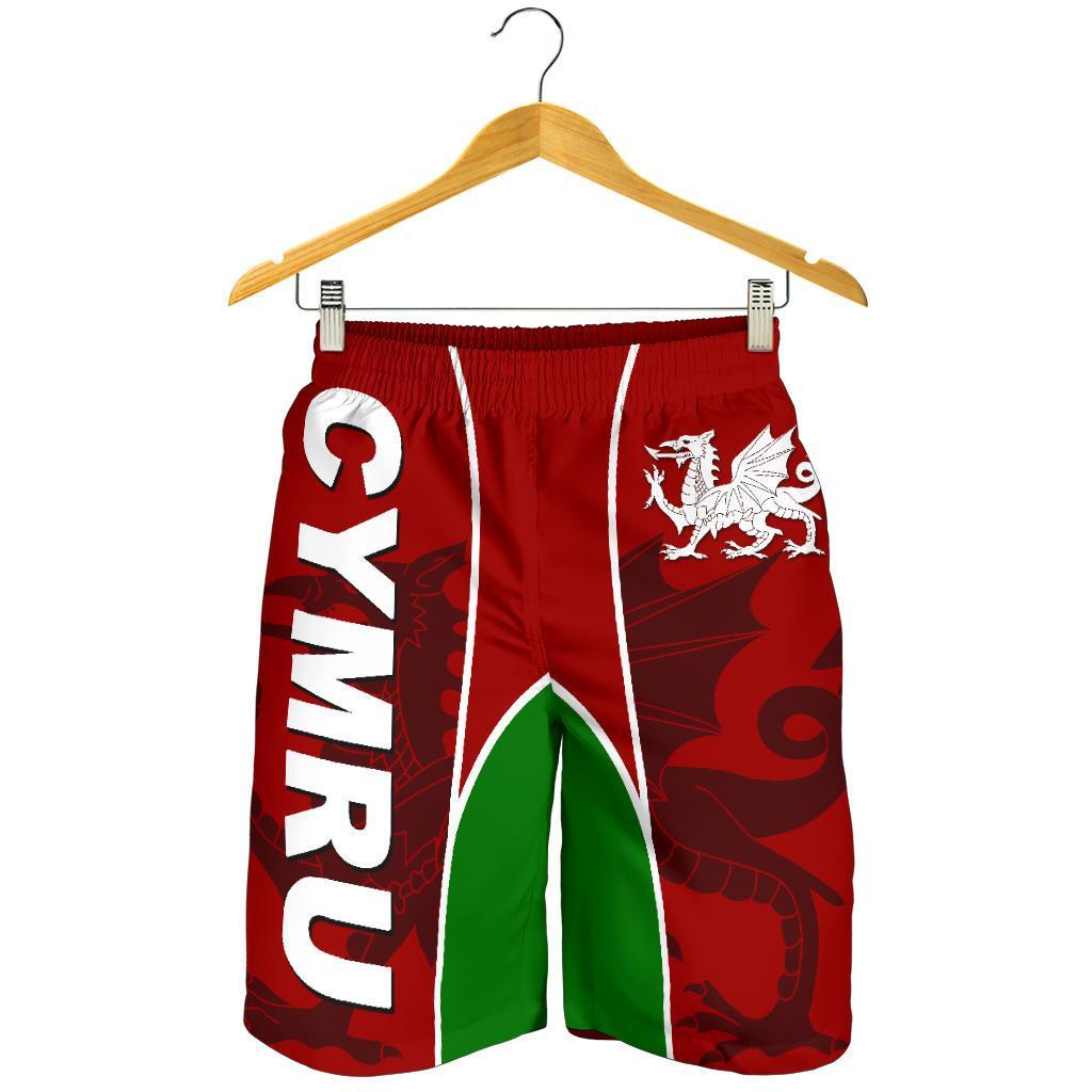 Wales Men's Shorts - Cymru Red Dragon - Vibe Hoodie Shop