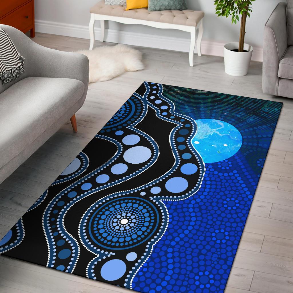 Area Rug - Australia Indigenous Flag Circle Dot Painting Art Rug - Vibe Hoodie Shop