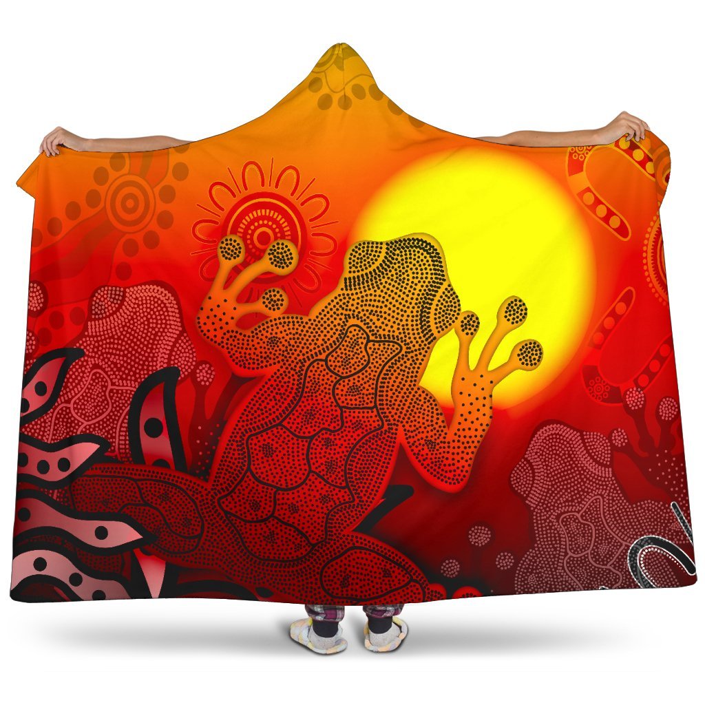 aboriginal-hooded-blanket-indigenous-frog-red