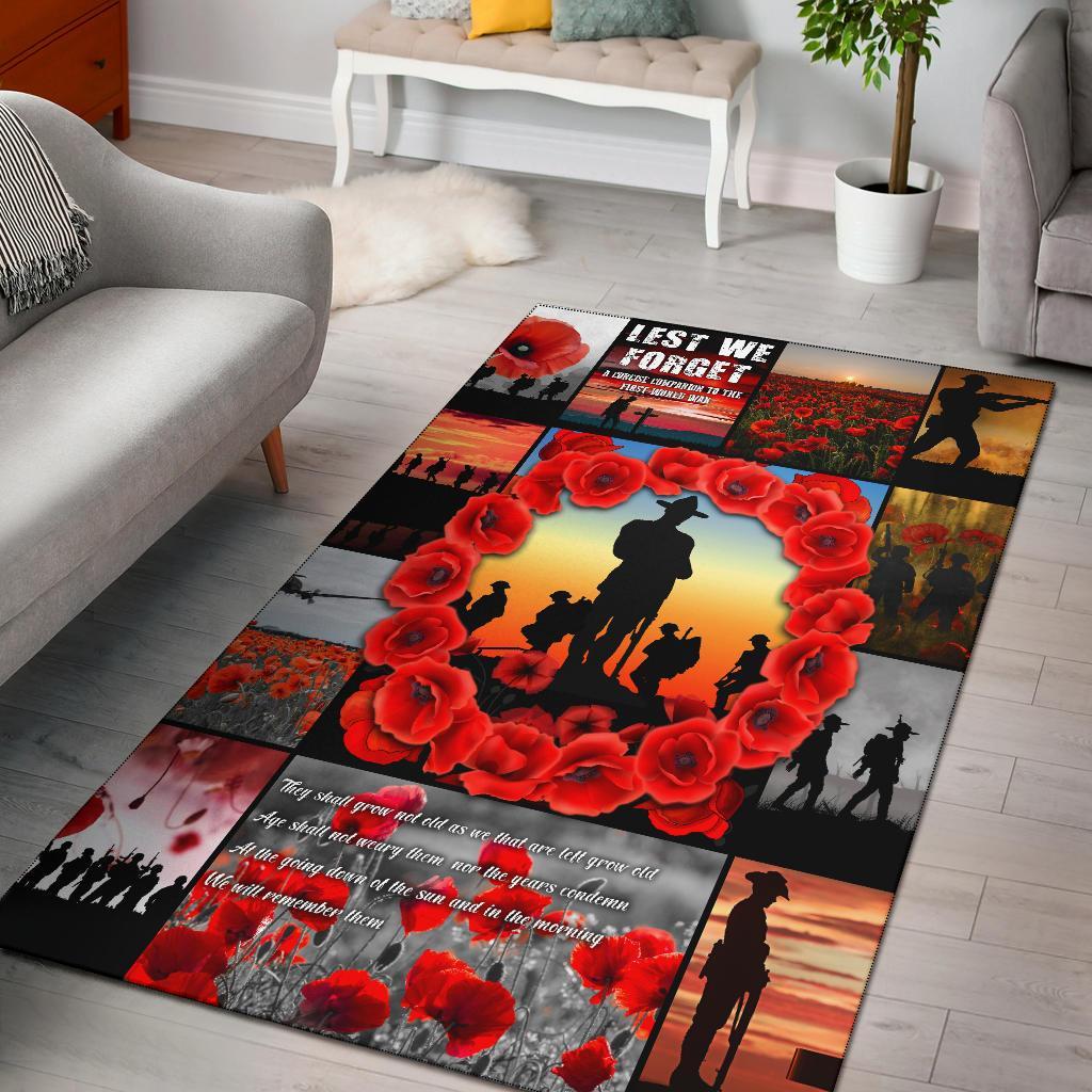 ANZAC Area Rug - Always Remember Australia's Soldiers - Vibe Hoodie Shop