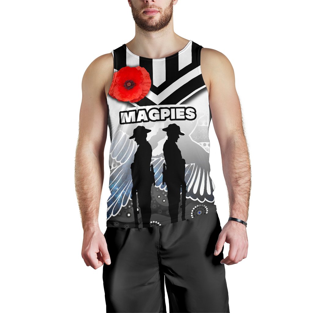 Magpies Men's Tank Top Collingwood ANZAC Day Special Version - Vibe Hoodie Shop