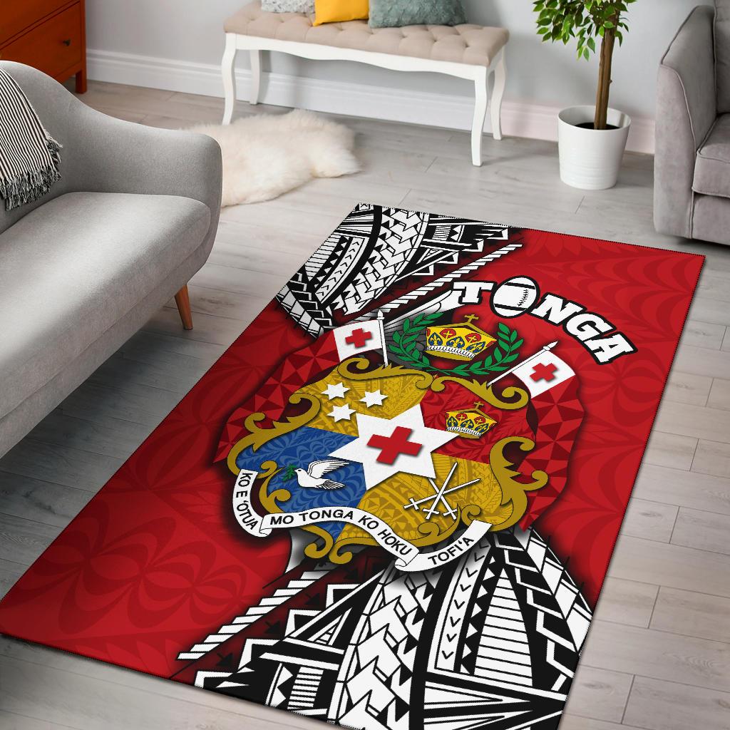 Tonga Rugby Area Rug Polynesian Style Pinwheel - Vibe Hoodie Shop