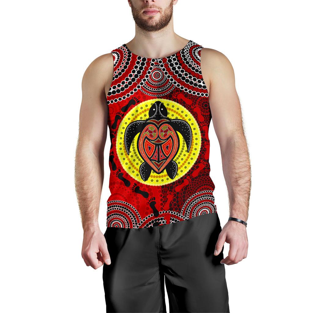 Tank Top - Aboriginal Dot Painting Tank Turtle - Men - Vibe Hoodie Shop