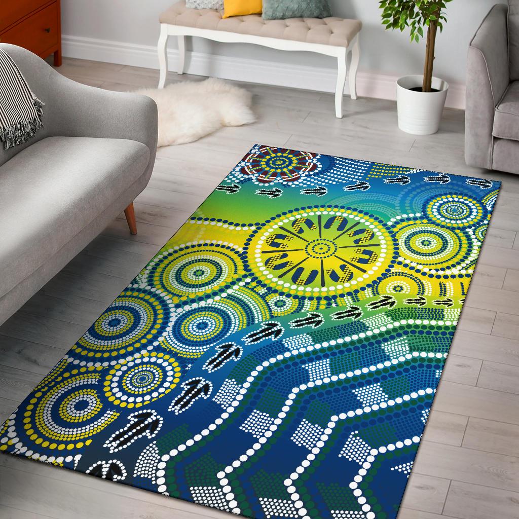 Aboriginal Area Rug - Dot Painting Indigenous Circle Patterns - Vibe Hoodie Shop