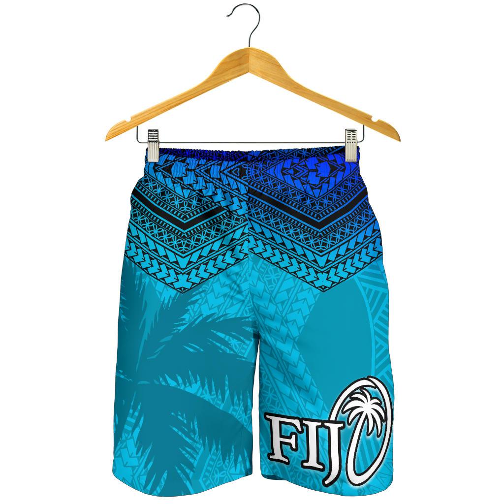 Fiji Rugby Polynesian All Over Print Men's Shorts Blue - Vibe Hoodie Shop