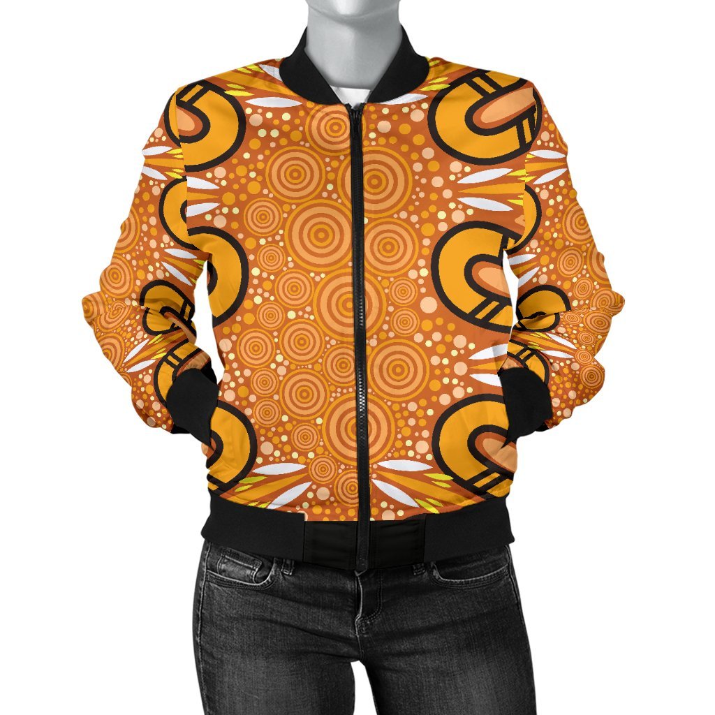 Aboriginal Women's Bomber Jacket - Indigenous Art Patterns Ver03 - Vibe Hoodie Shop