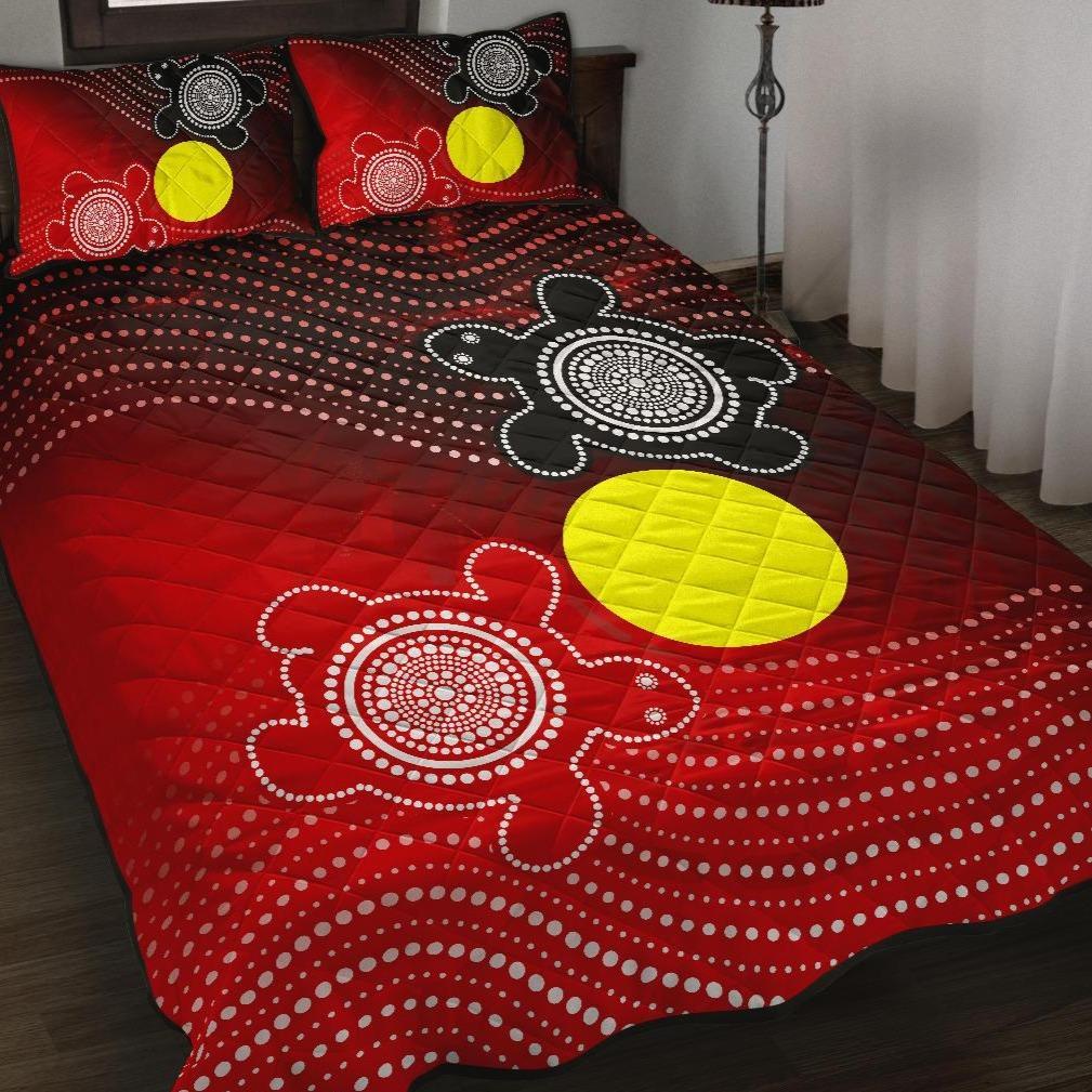 Aboriginal Quilt Bed Set - Indigenous Circle Dot Painting Style - - Vibe Hoodie Shop