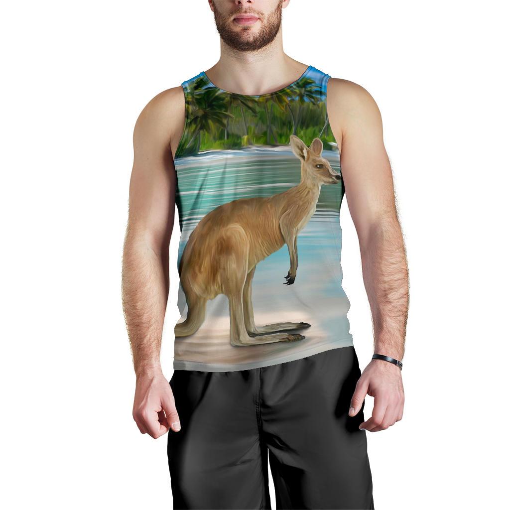 Men Tank Top - Kangaroo Mens Tank Landscape Art - Vibe Hoodie Shop